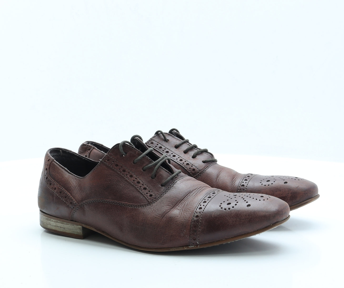 Preworn Mens Brown Faux Leather Oxford Dress UK 7