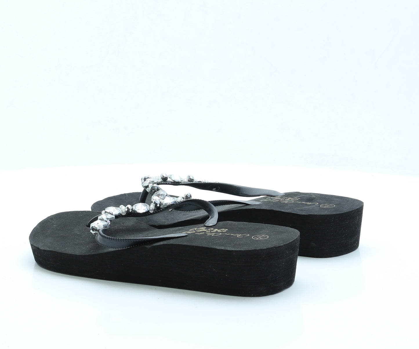 Ocean Club Womens Black Rubber Thong Sandal UK 7