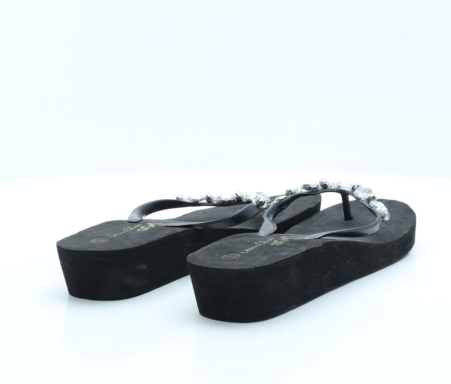 Ocean Club Womens Black Rubber Thong Sandal UK 7
