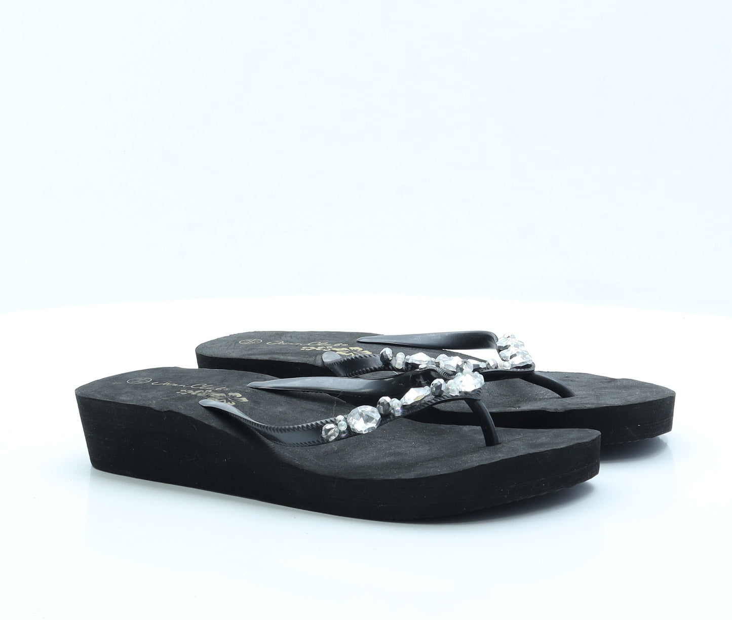 Ocean Club Womens Black Rubber Thong Sandal UK 7