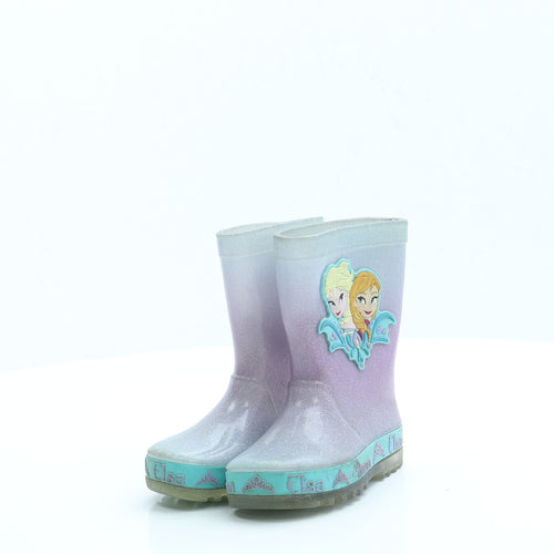 Preworn Girls Purple Rubber Wellies Boot UK 4 - Frozen