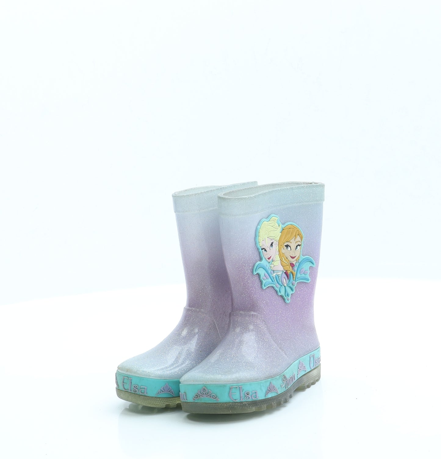 Preworn Girls Purple Rubber Wellies Boot UK 4 - Frozen