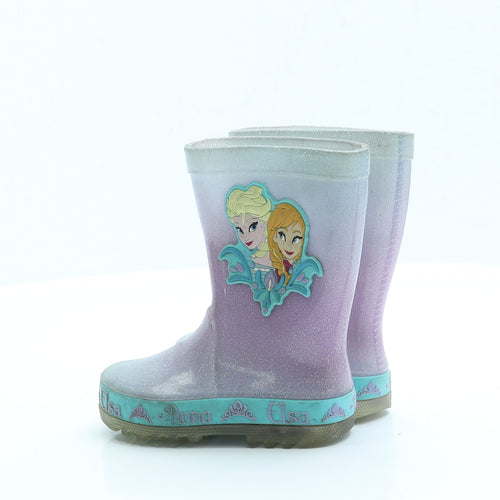 Preworn Girls Purple Rubber Wellies Boot UK 4 - Frozen