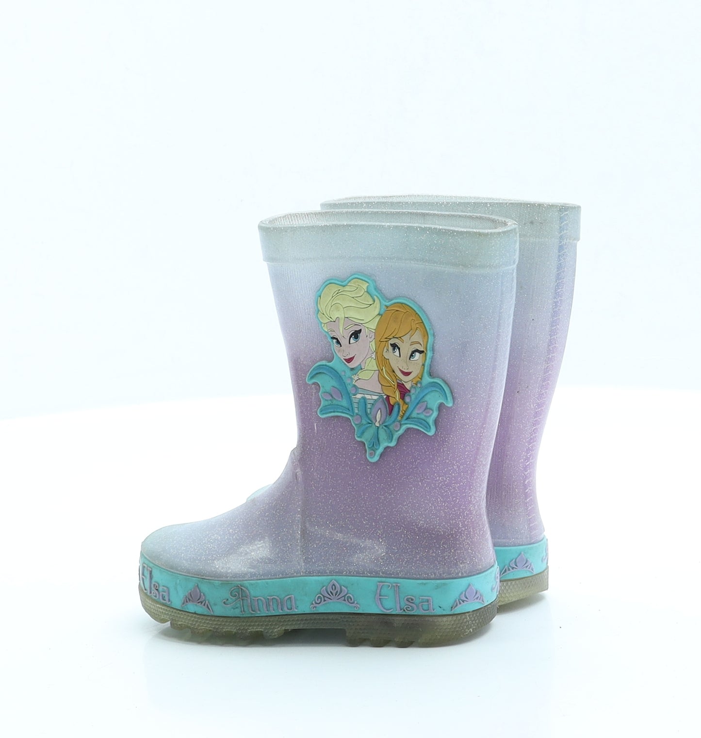 Preworn Girls Purple Rubber Wellies Boot UK 4 - Frozen