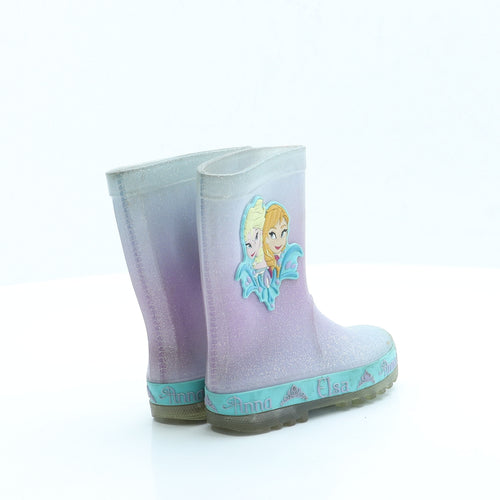 Preworn Girls Purple Rubber Wellies Boot UK 4 - Frozen