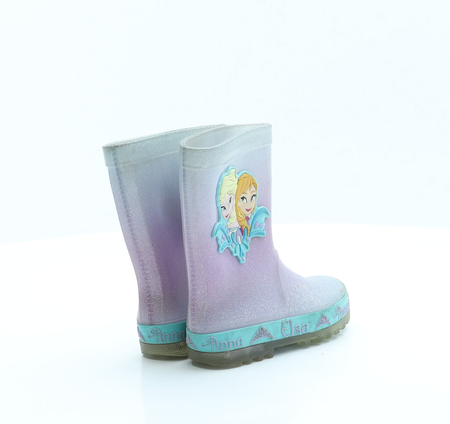 Preworn Girls Purple Rubber Wellies Boot UK 4 - Frozen