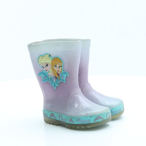 Preworn Girls Purple Rubber Wellies Boot UK 4 - Frozen