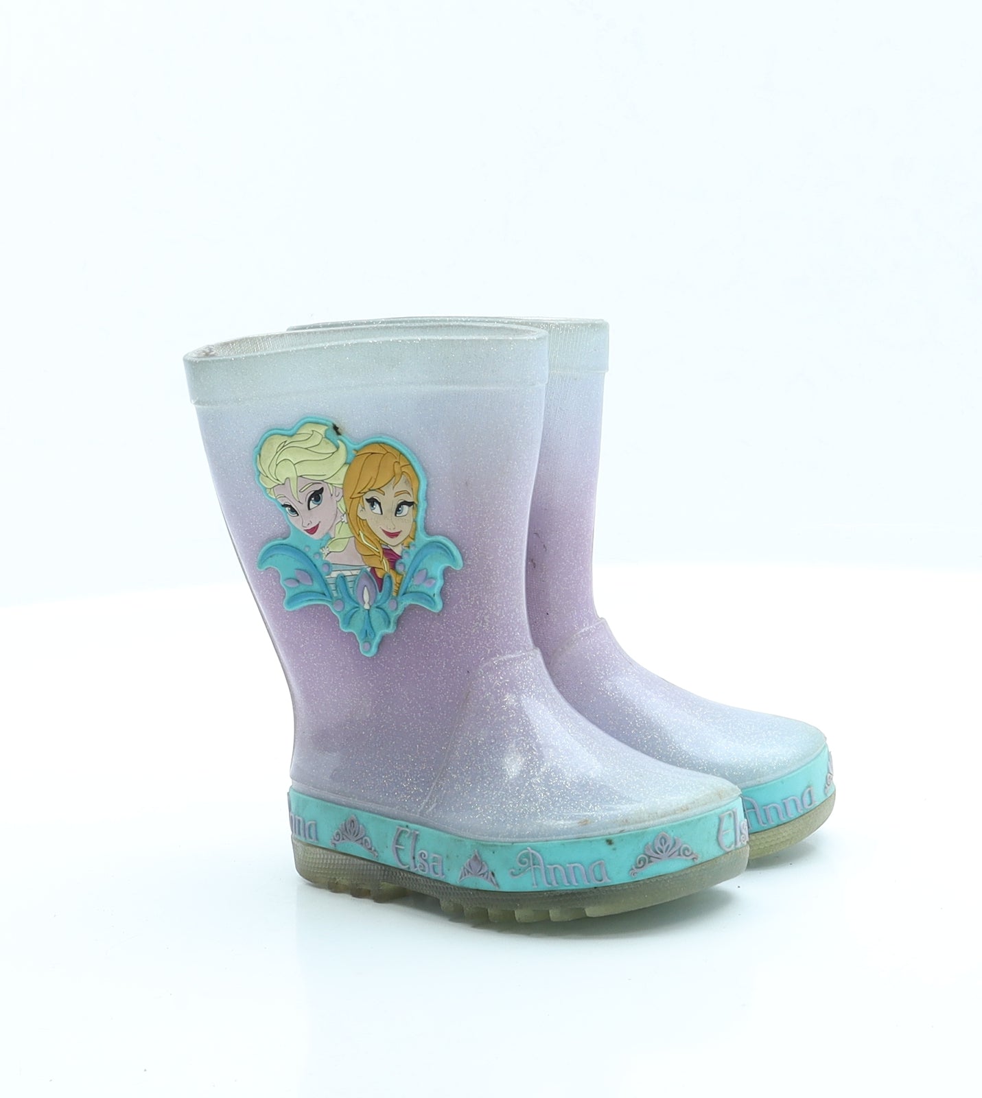 Preworn Girls Purple Rubber Wellies Boot UK 4 - Frozen