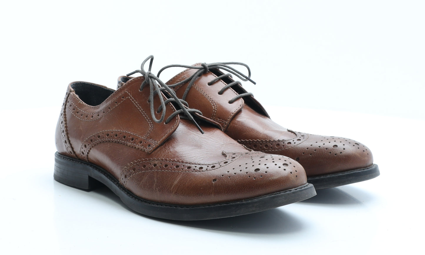 Debenhams Mens Brown Leather Brogue Dress UK 9 EUR 43