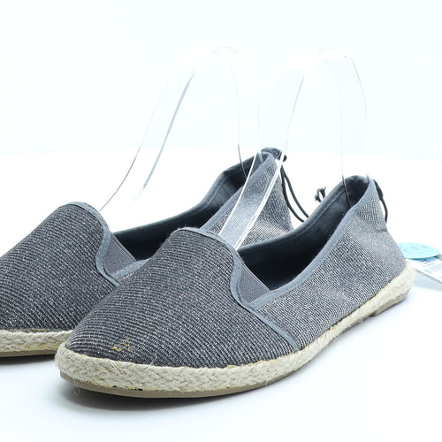 Primark Womens Silver Polyester Loafer Flat UK 6 EUR 39