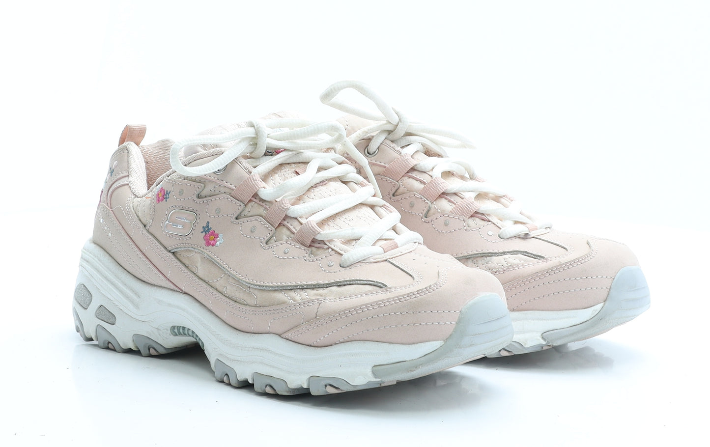 Skechers Womens Pink Floral Polyester Trainer UK 7 EUR 40