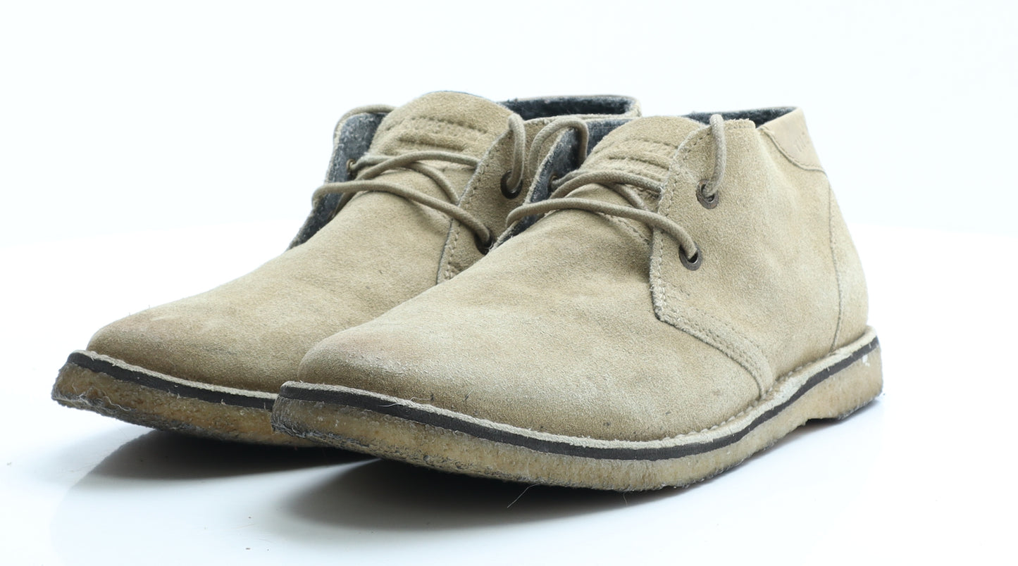Superdry Mens Beige Leather Desert Boot UK 10 EUR 44
