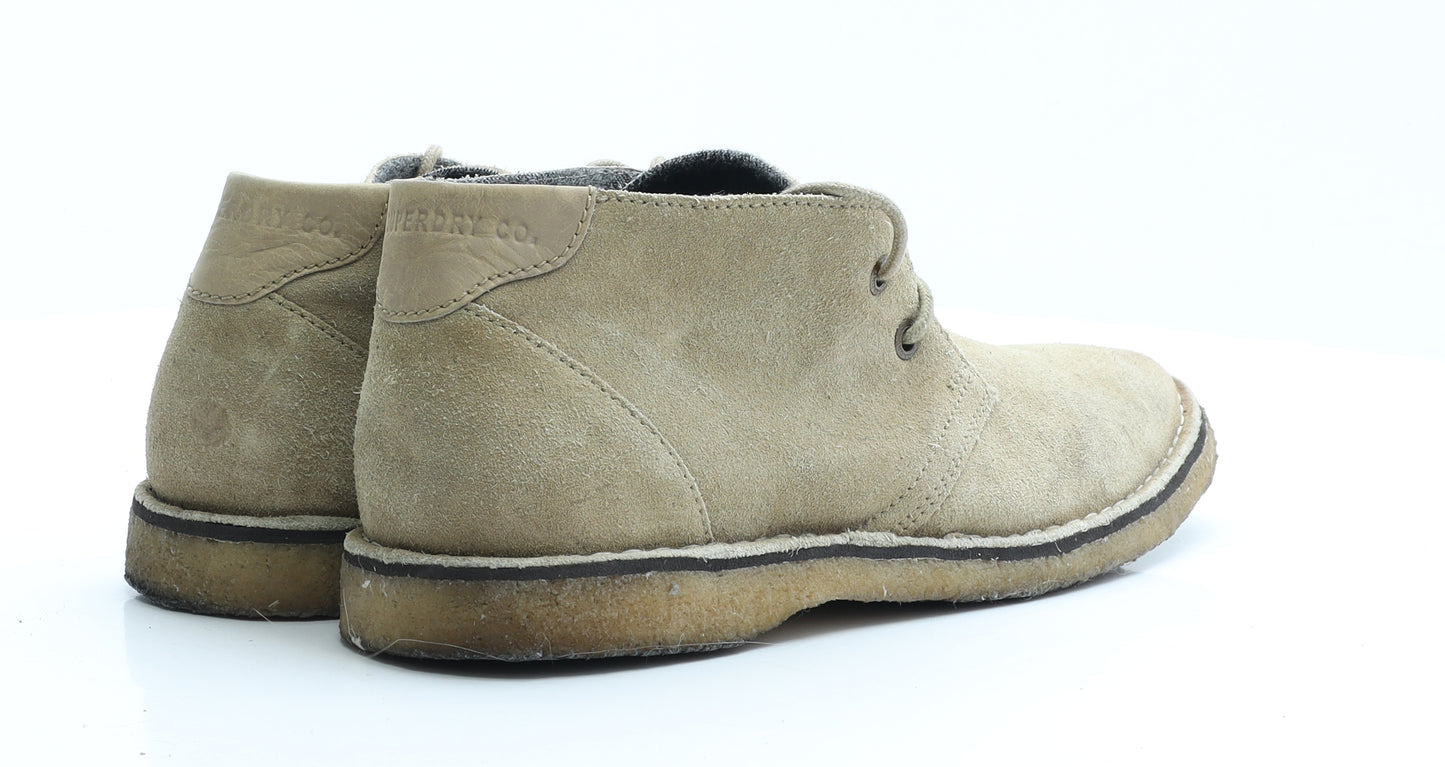 Superdry Mens Beige Leather Desert Boot UK 10 EUR 44