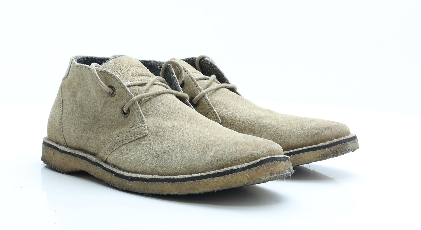 Superdry Mens Beige Leather Desert Boot UK 10 EUR 44