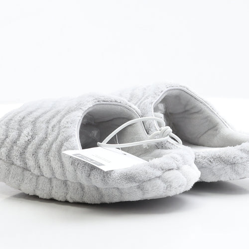 F&F Womens Grey Polyester Slip On Slipper UK 36 - Size 3-4