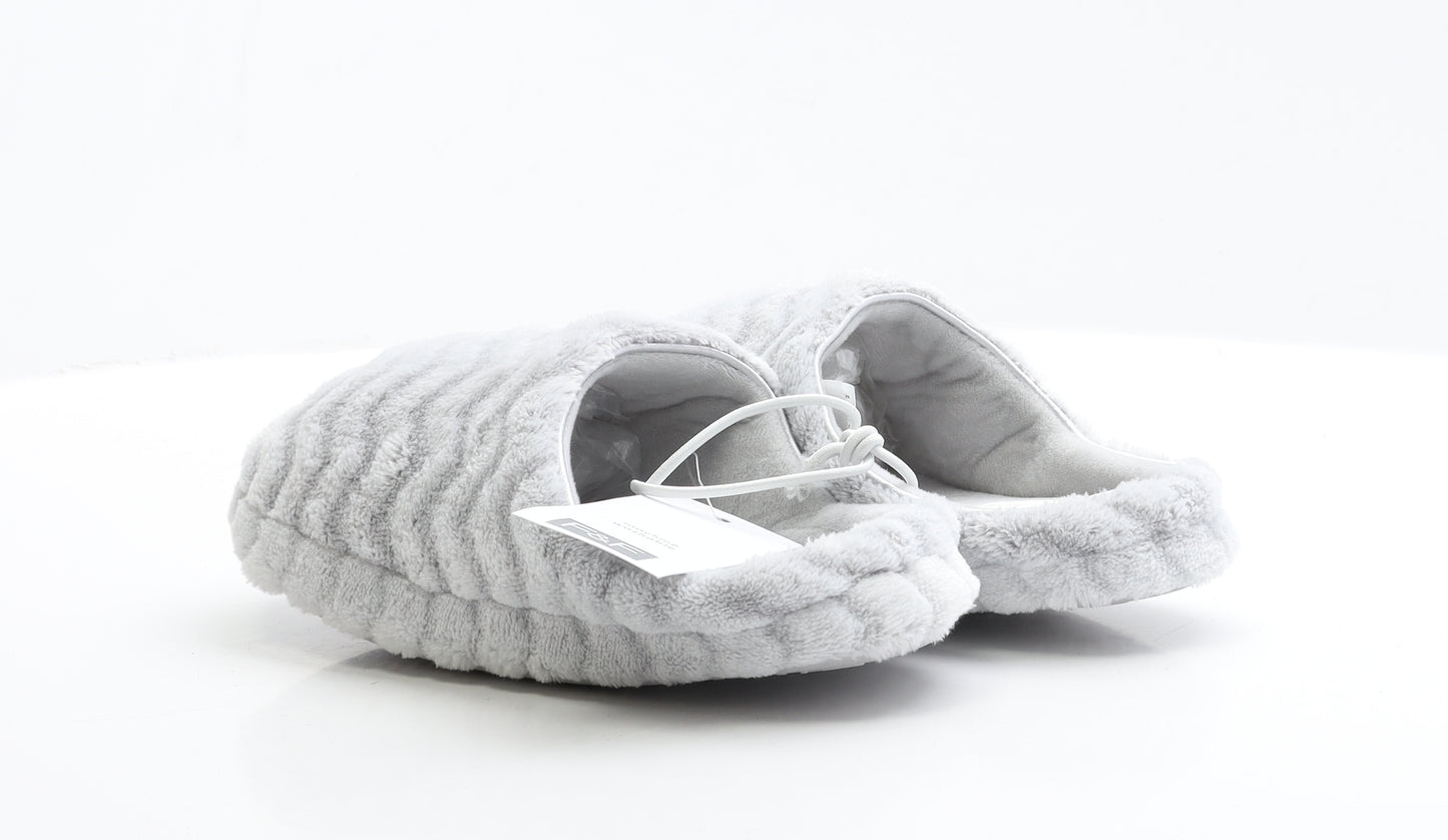 F&F Womens Grey Polyester Slip On Slipper UK 36 - Size 3-4