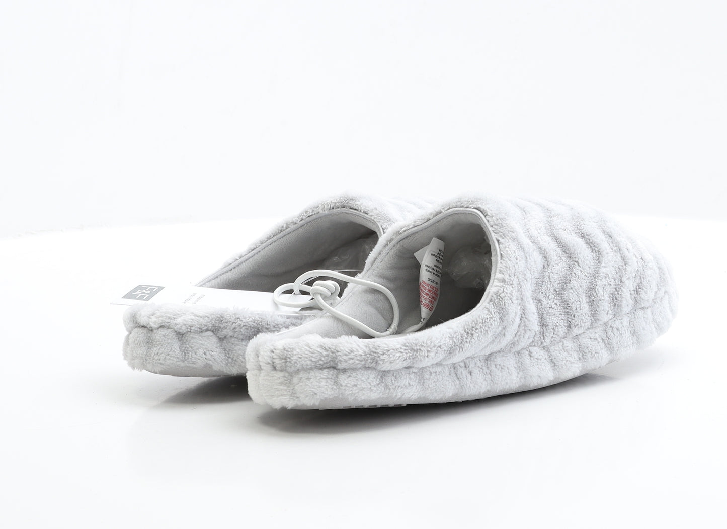 F&F Womens Grey Polyester Slip On Slipper UK 36 - Size 3-4