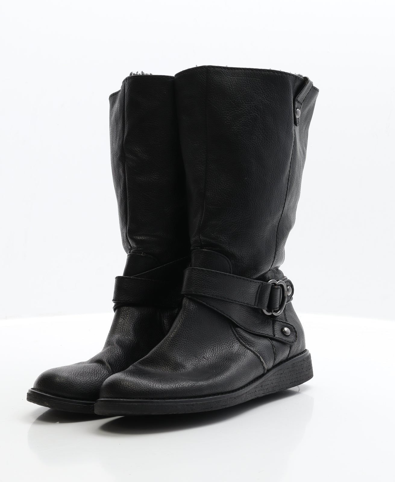 NEXT Womens Black Faux Leather Biker Boot UK 6 EUR 39