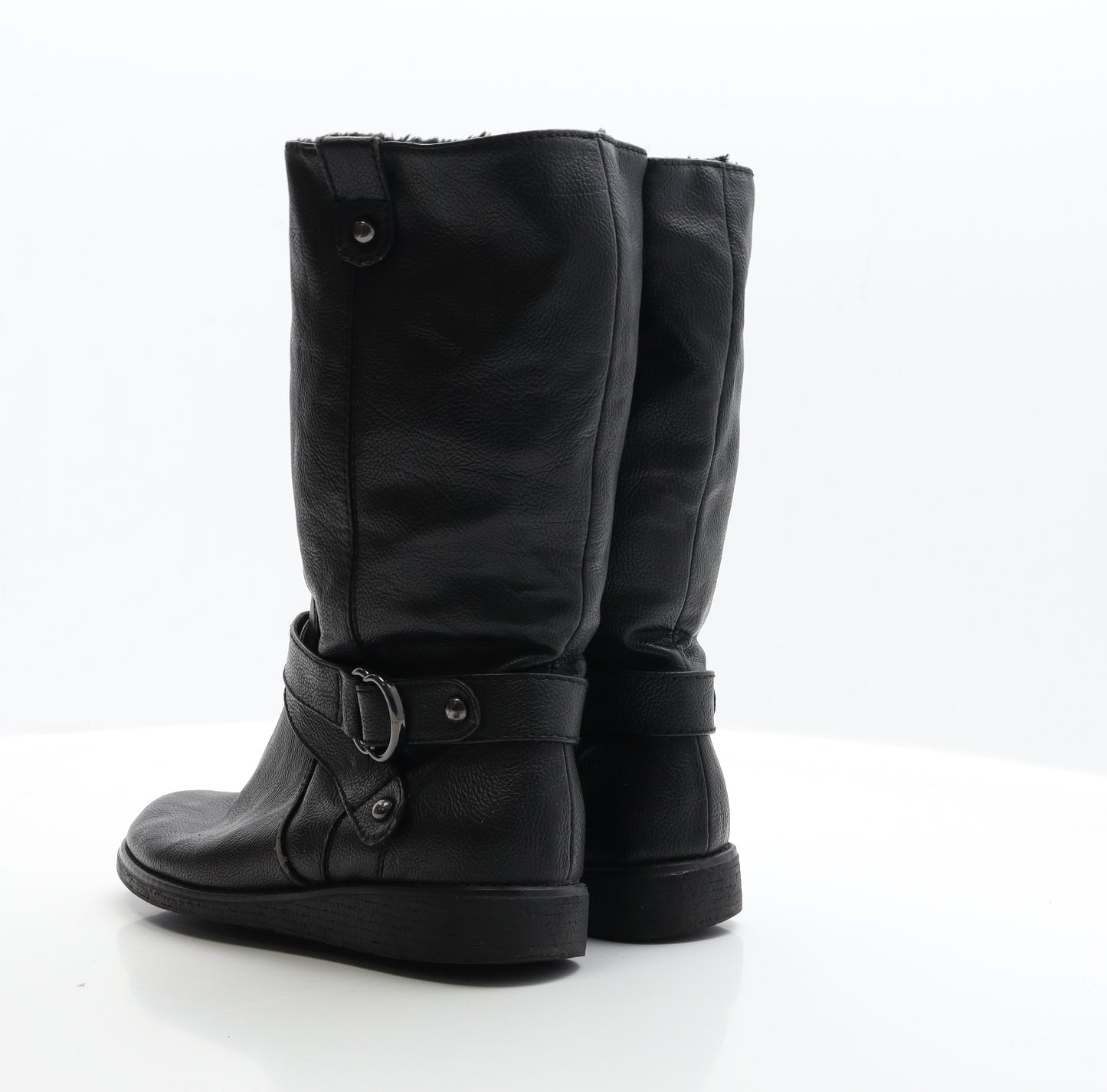 NEXT Womens Black Faux Leather Biker Boot UK 6 EUR 39