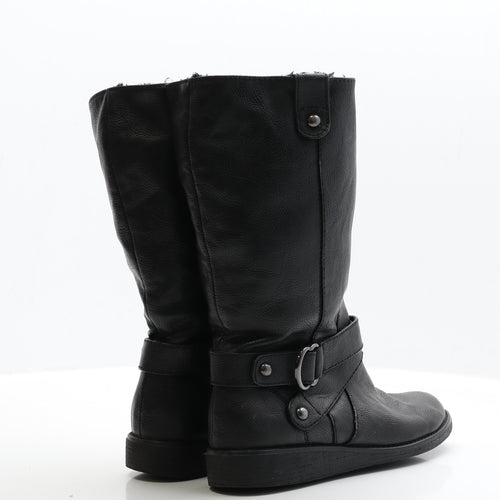 NEXT Womens Black Faux Leather Biker Boot UK 6 EUR 39