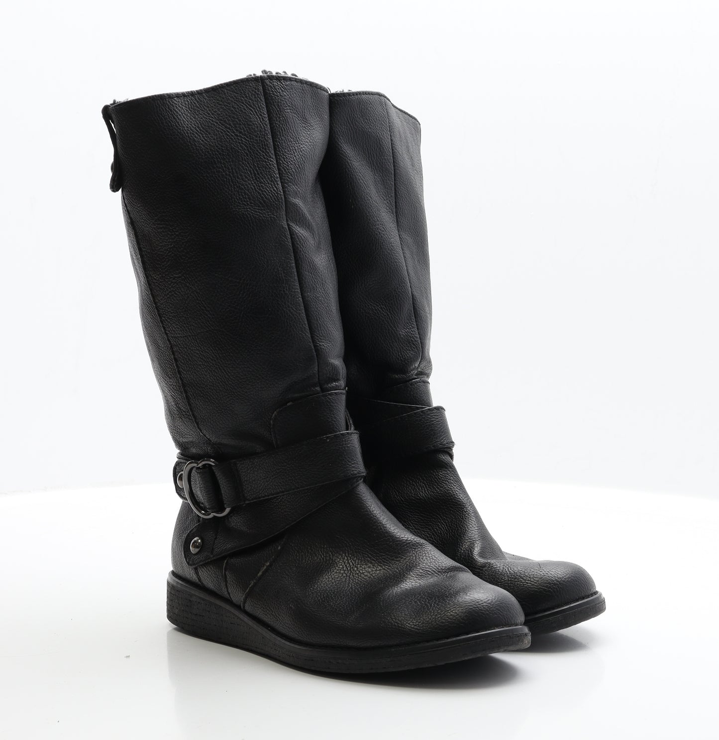 NEXT Womens Black Faux Leather Biker Boot UK 6 EUR 39