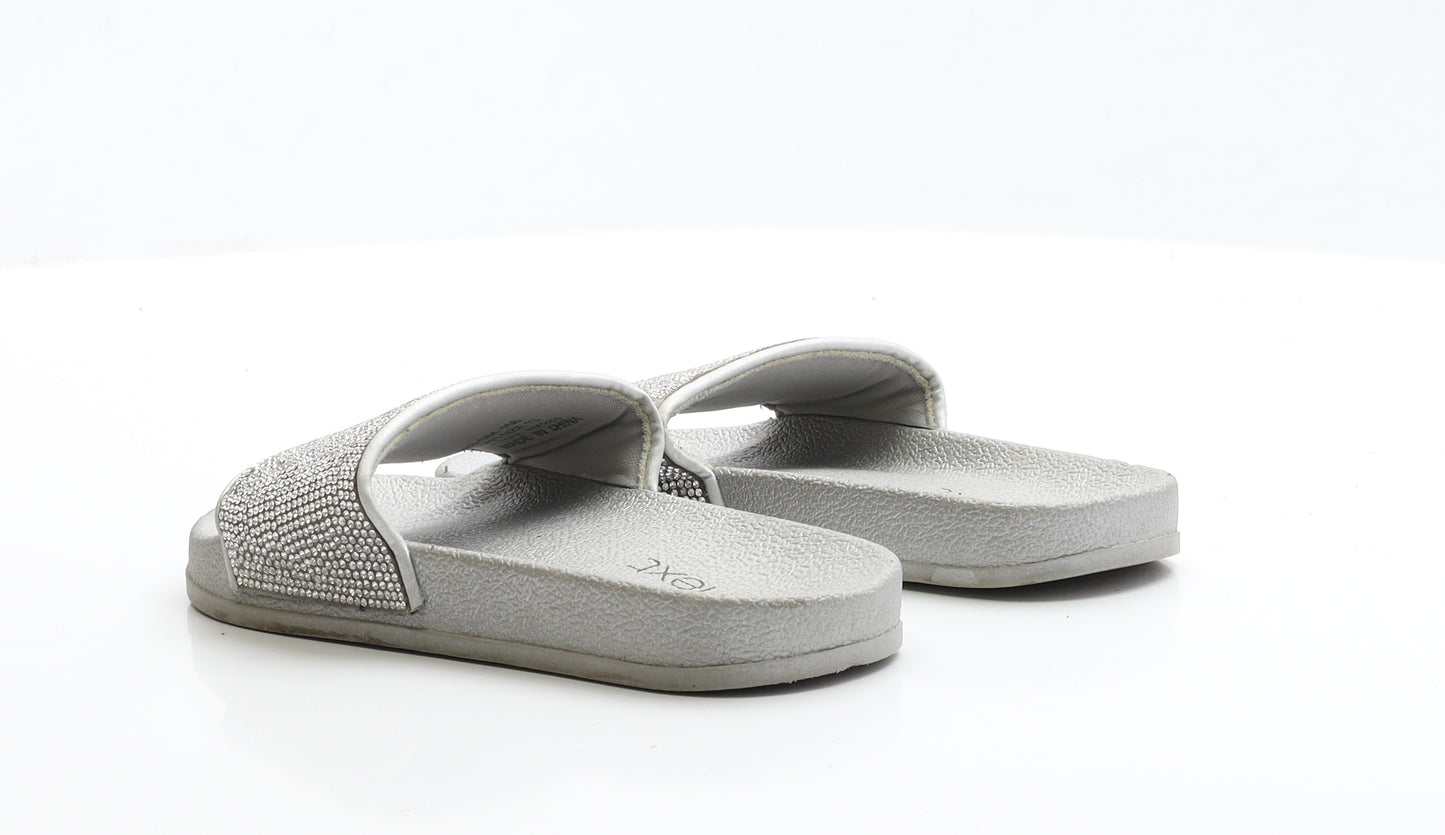 NEXT Girls Silver Polyester Slider Flat UK 13