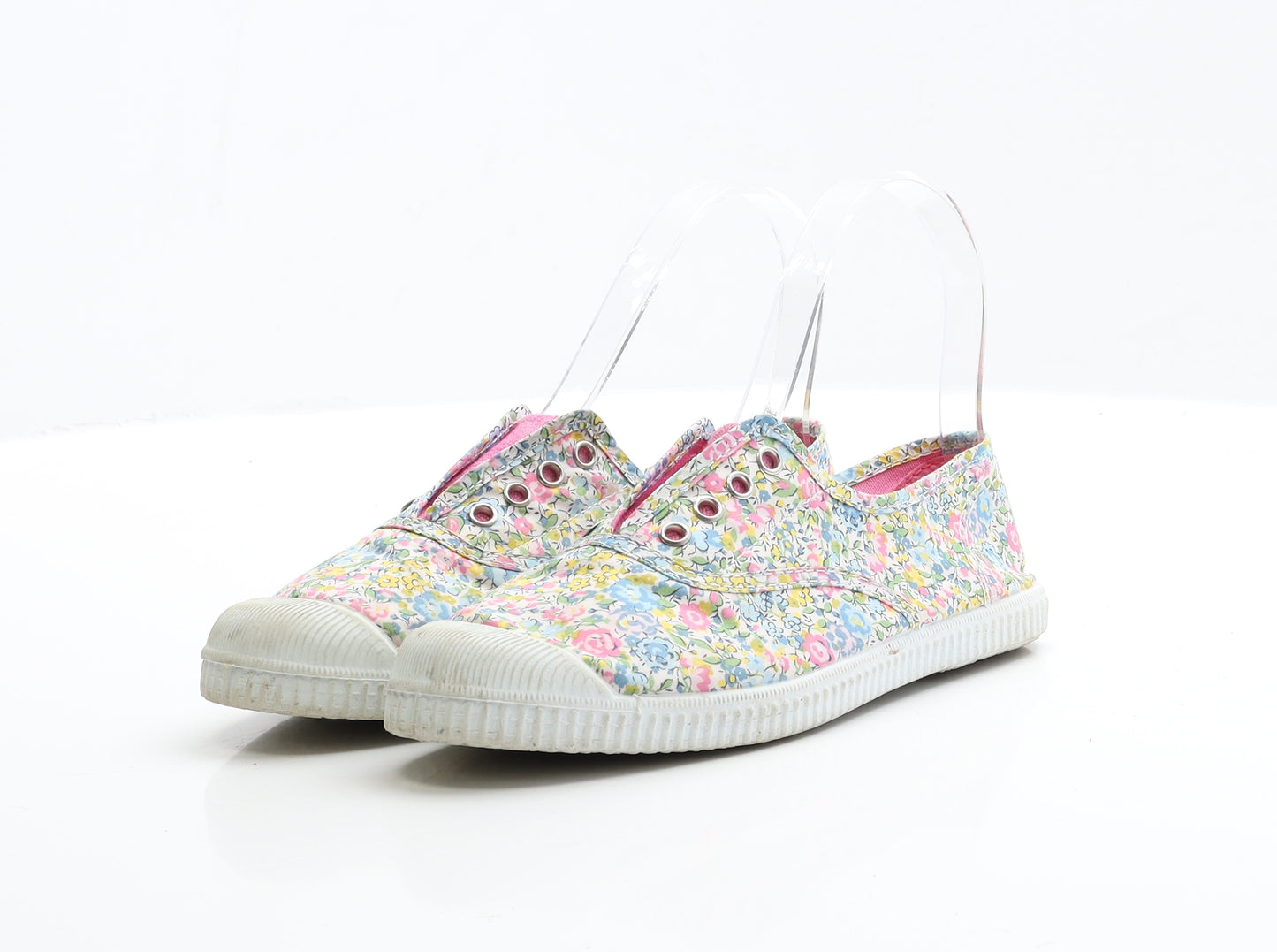 Hampton Canvas Girls Multicoloured Floral Fabric Flat Casual UK 2 EUR 34
