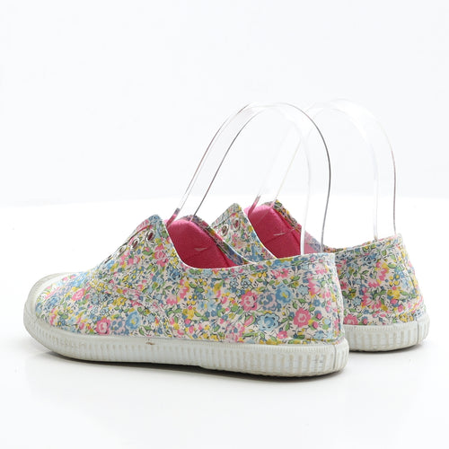 Hampton Canvas Girls Multicoloured Floral Fabric Flat Casual UK 2 EUR 34