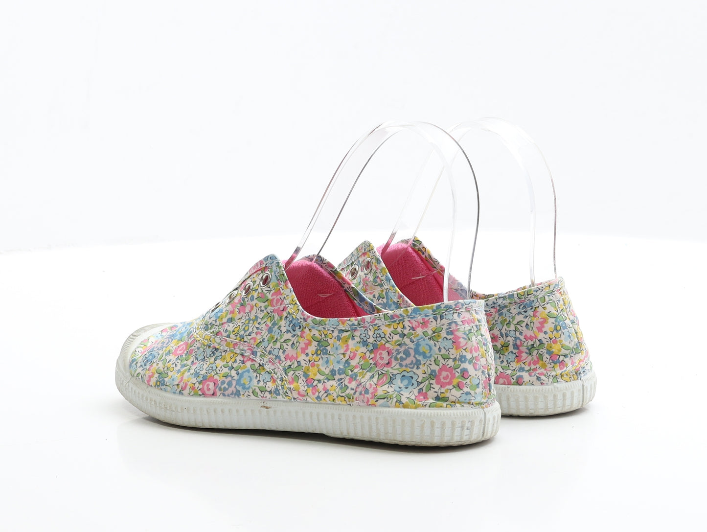Hampton Canvas Girls Multicoloured Floral Fabric Flat Casual UK 2 EUR 34