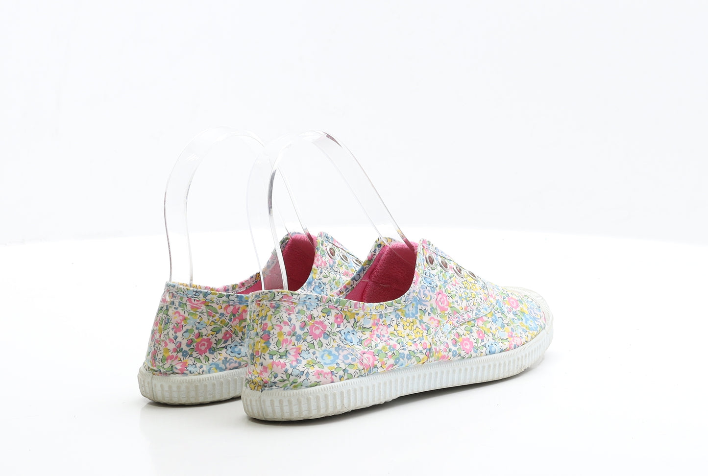 Hampton Canvas Girls Multicoloured Floral Fabric Flat Casual UK 2 EUR 34