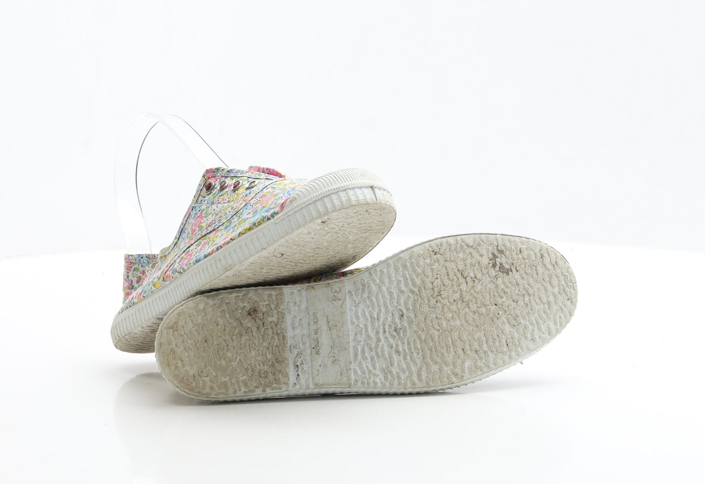 Hampton Canvas Girls Multicoloured Floral Fabric Flat Casual UK 2 EUR 34