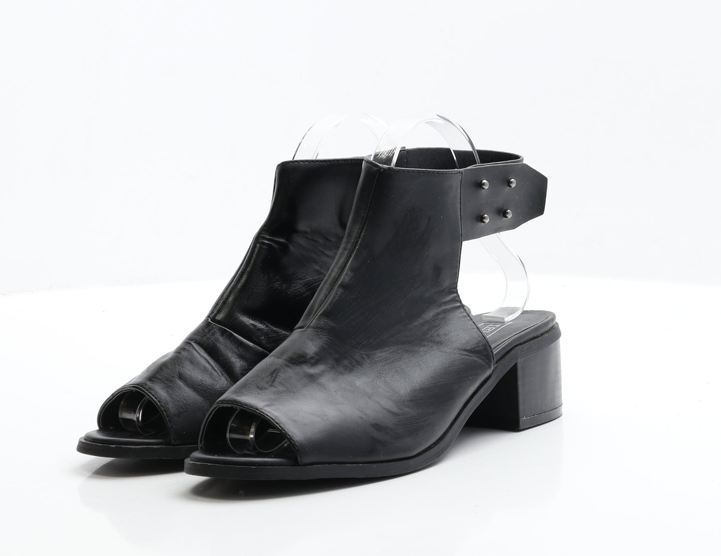Truffle Collection Womens Black Faux Leather Slingback Heel UK 5 EUR 38