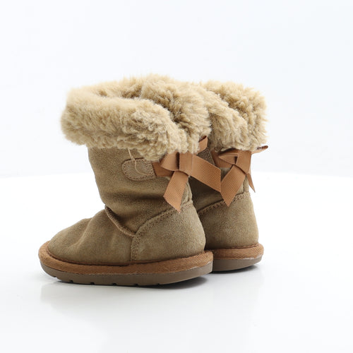 NEXT Girls Brown Faux Suede Shearling Style Boot UK 5