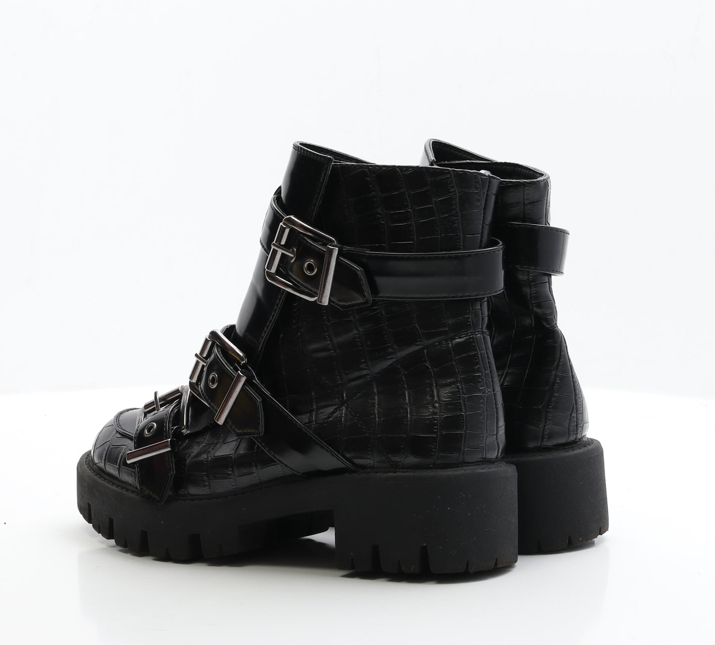 Krush Womens Black Patent Leather Biker Boot UK 5 EUR 38