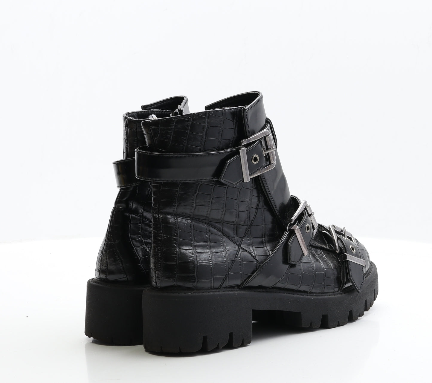 Krush Womens Black Patent Leather Biker Boot UK 5 EUR 38