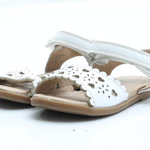 George Girls White Faux Leather Flat Sandal UK 4 EUR 21