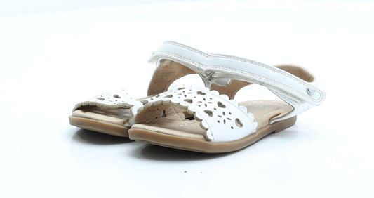 George Girls White Faux Leather Flat Sandal UK 4 EUR 21