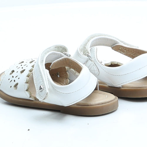 George Girls White Faux Leather Flat Sandal UK 4 EUR 21