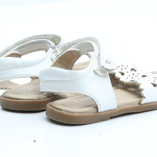 George Girls White Faux Leather Flat Sandal UK 4 EUR 21