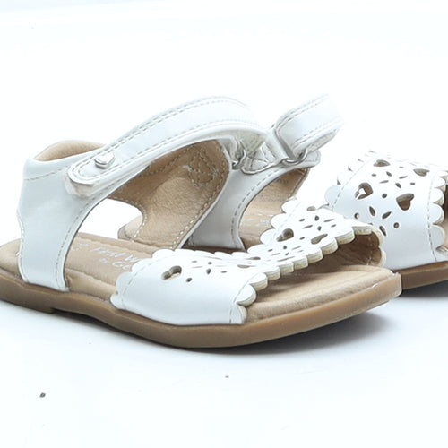 George Girls White Faux Leather Flat Sandal UK 4 EUR 21