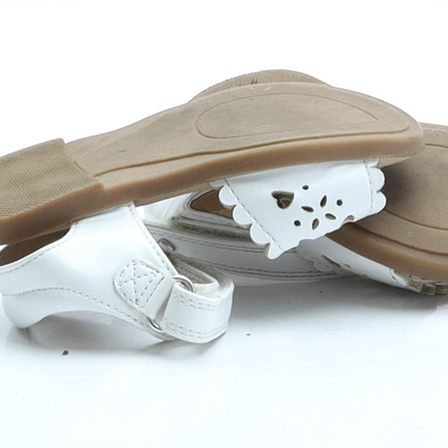 George Girls White Faux Leather Flat Sandal UK 4 EUR 21