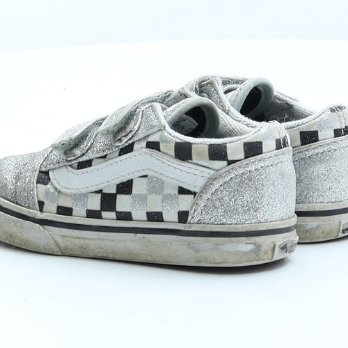 VANS Girls Silver Check Polyester Trainer UK 8 EUR 25