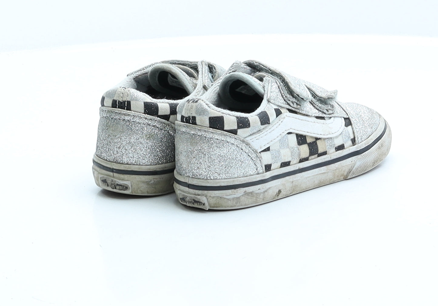 VANS Girls Silver Check Polyester Trainer UK 8 EUR 25