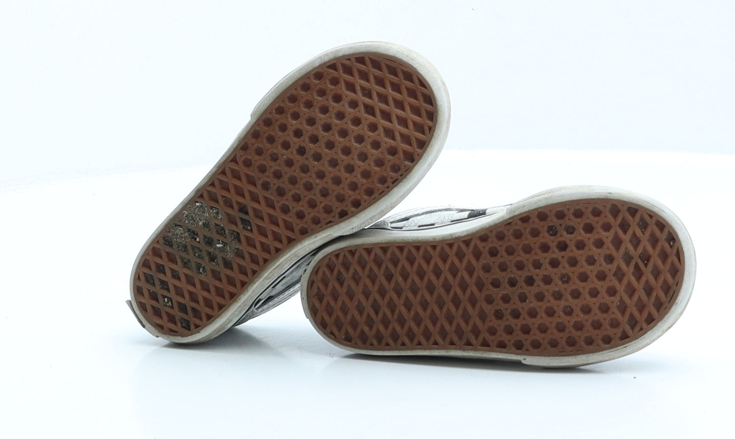VANS Girls Silver Check Polyester Trainer UK 8 EUR 25