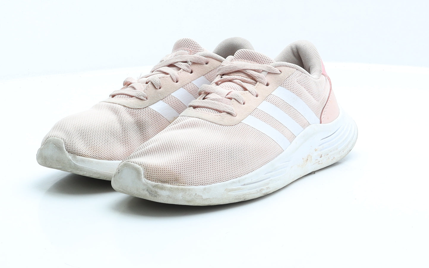 adidas Girls Pink Striped Polyester Trainer UK 2 EUR 34