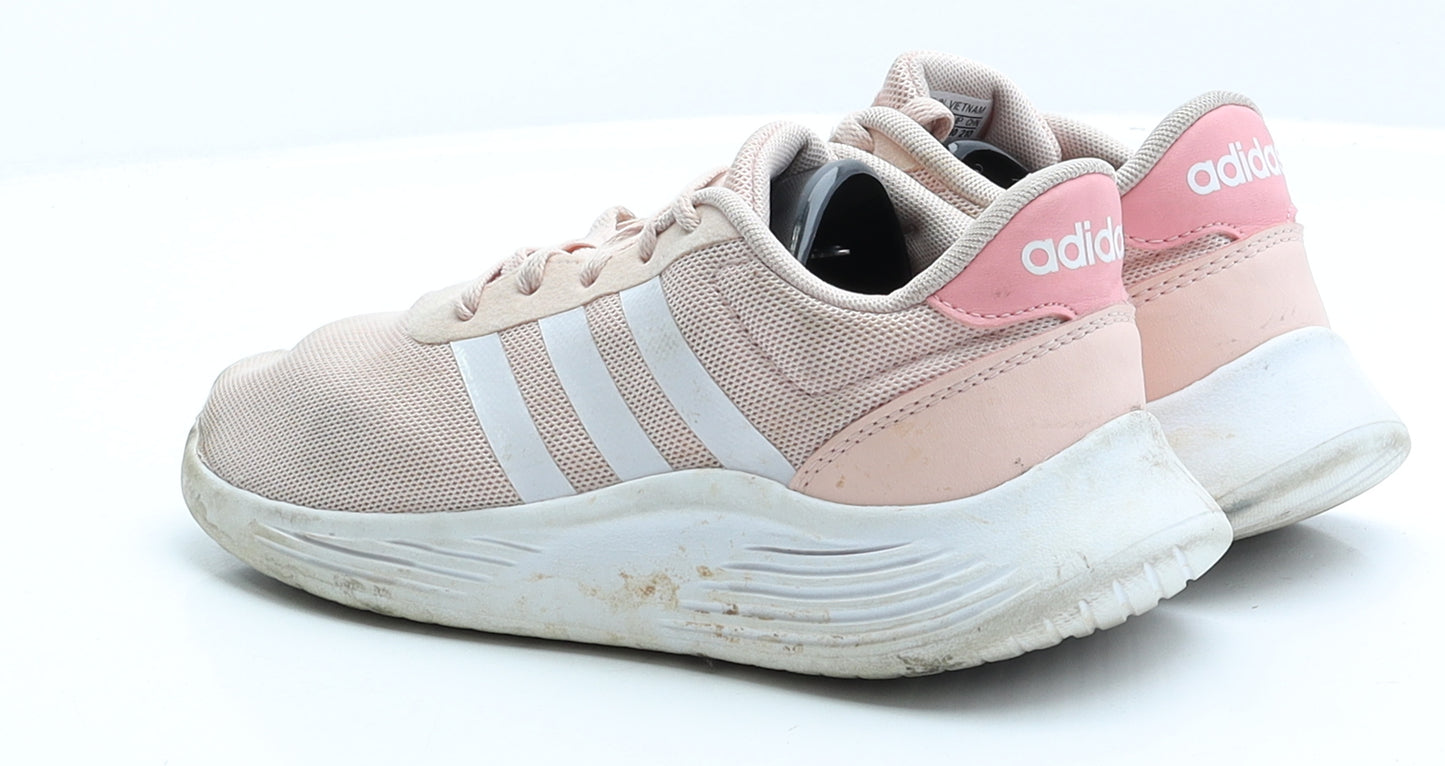 adidas Girls Pink Striped Polyester Trainer UK 2 EUR 34