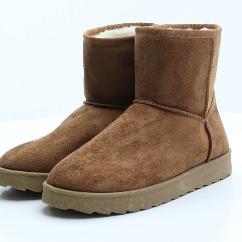 Primark Womens Brown Faux Suede Shearling Style Boot UK 6 EUR 39
