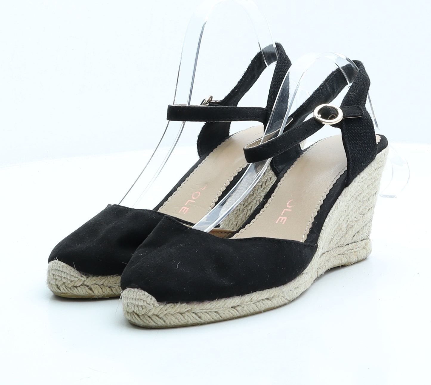 Preworn Womens Black Faux Suede Strappy Sandal UK 6 EUR 39