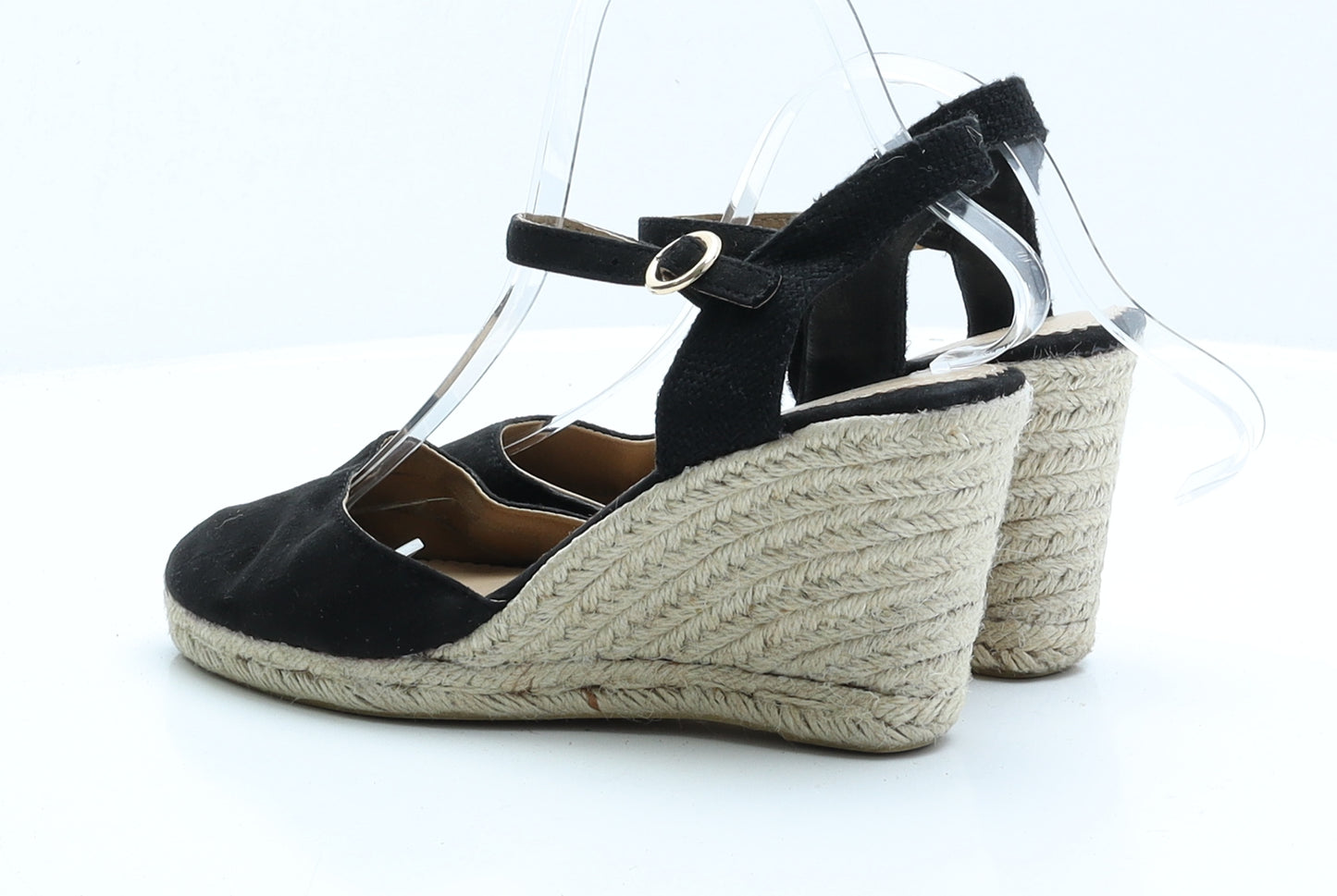 Preworn Womens Black Faux Suede Strappy Sandal UK 6 EUR 39