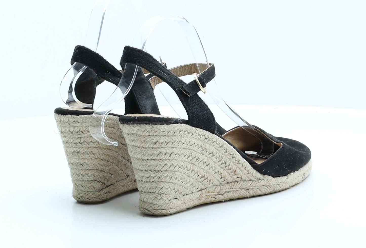 Preworn Womens Black Faux Suede Strappy Sandal UK 6 EUR 39